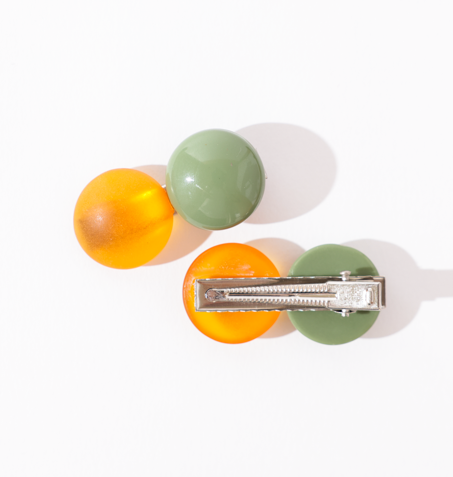 Presilha de cabelo game laranja e verde água