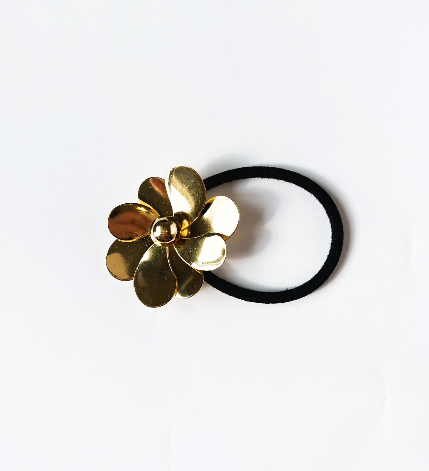 Elástico de cabelo floral dourado