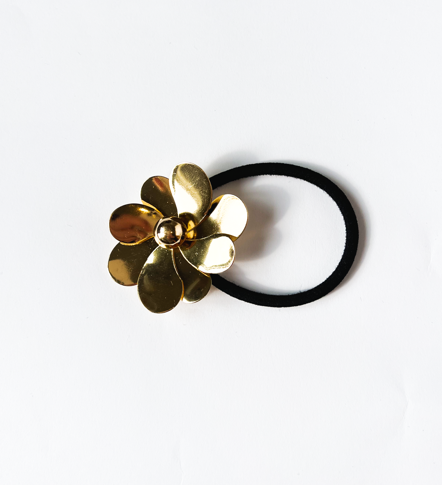Elástico de cabelo floral dourado