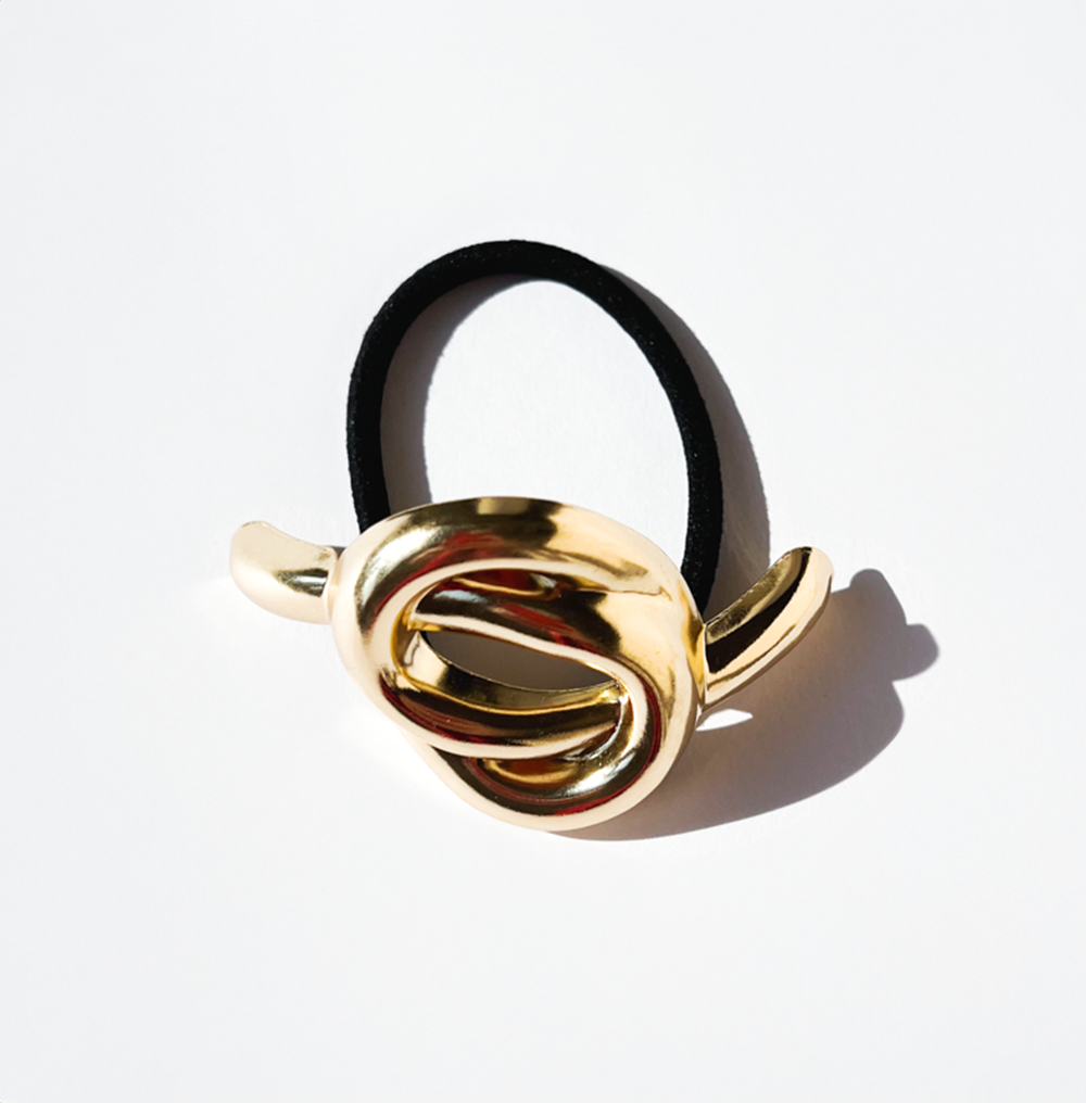 Elástico de cabelo nó dourado