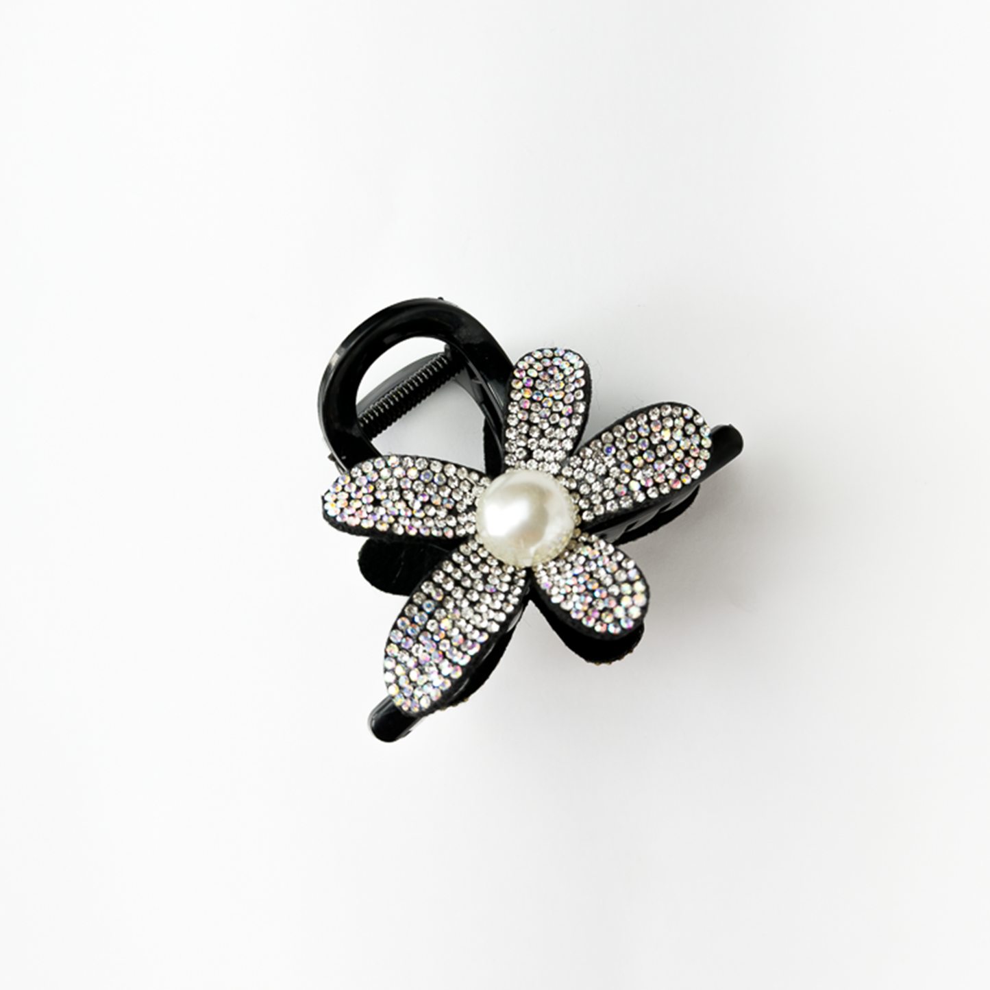 Piranha de cabelo flor strass e pérola