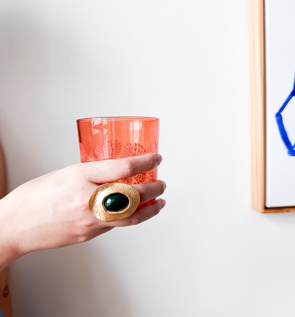 Anel Orgânico Dourado e Verde