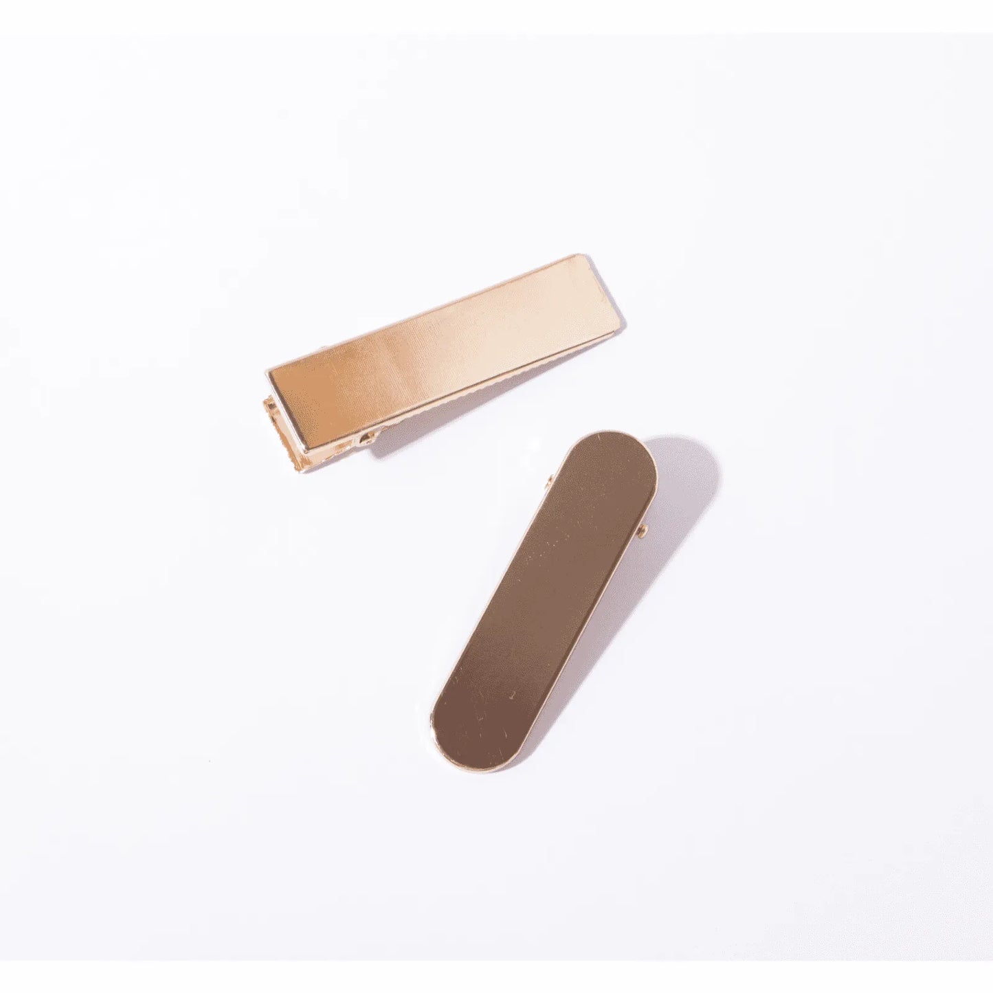 Presilha de cabelo metal dourado quadrado e redonda (2 und.)
