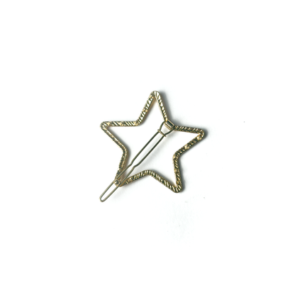 Presilha de cabelo metal line estrela verde e dourada