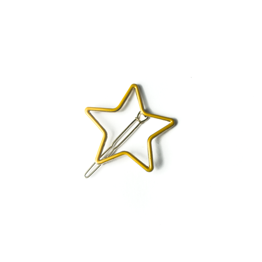 Presilha de cabelo metal line estrela amarela e dourada