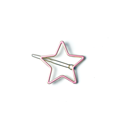 Presilha de cabelo metal line estrela rosa e dourada