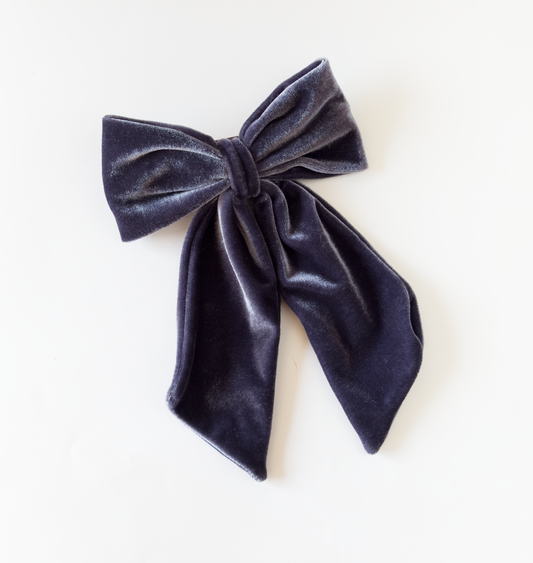 Presilha de cabelo laço de veludo azul