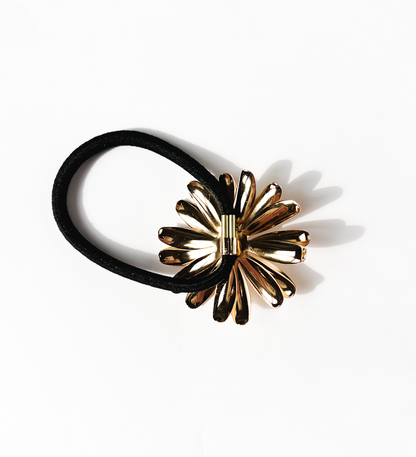 Elástico de cabelo margarida metal dourado