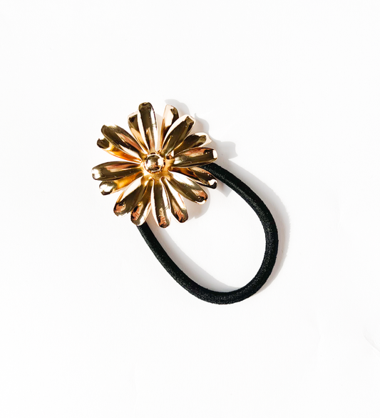Elástico de cabelo margarida metal dourado