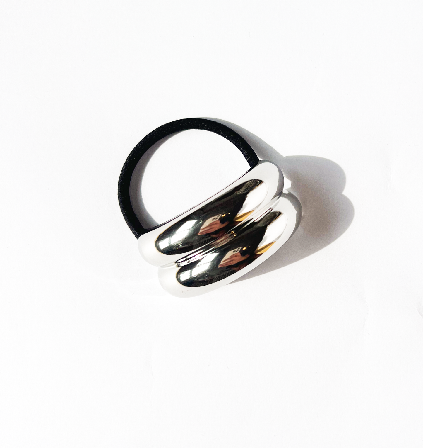 Elástico de cabelo ponteira dupla prata