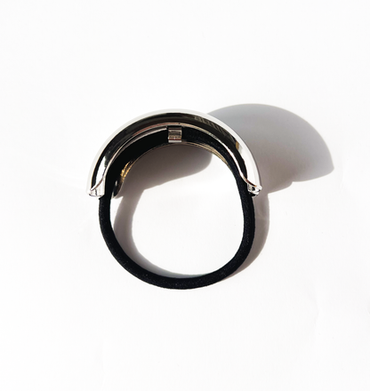 Elástico de cabelo ponteira dupla prata