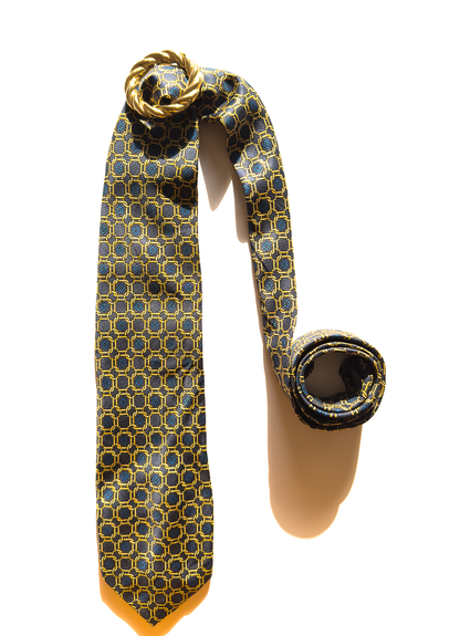 Gravata vintage com fivela de metal dourado #7
