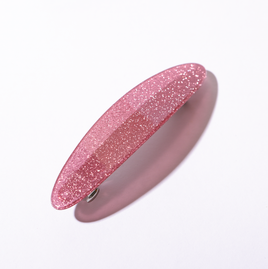 Presilha de cabelo glitter rosa