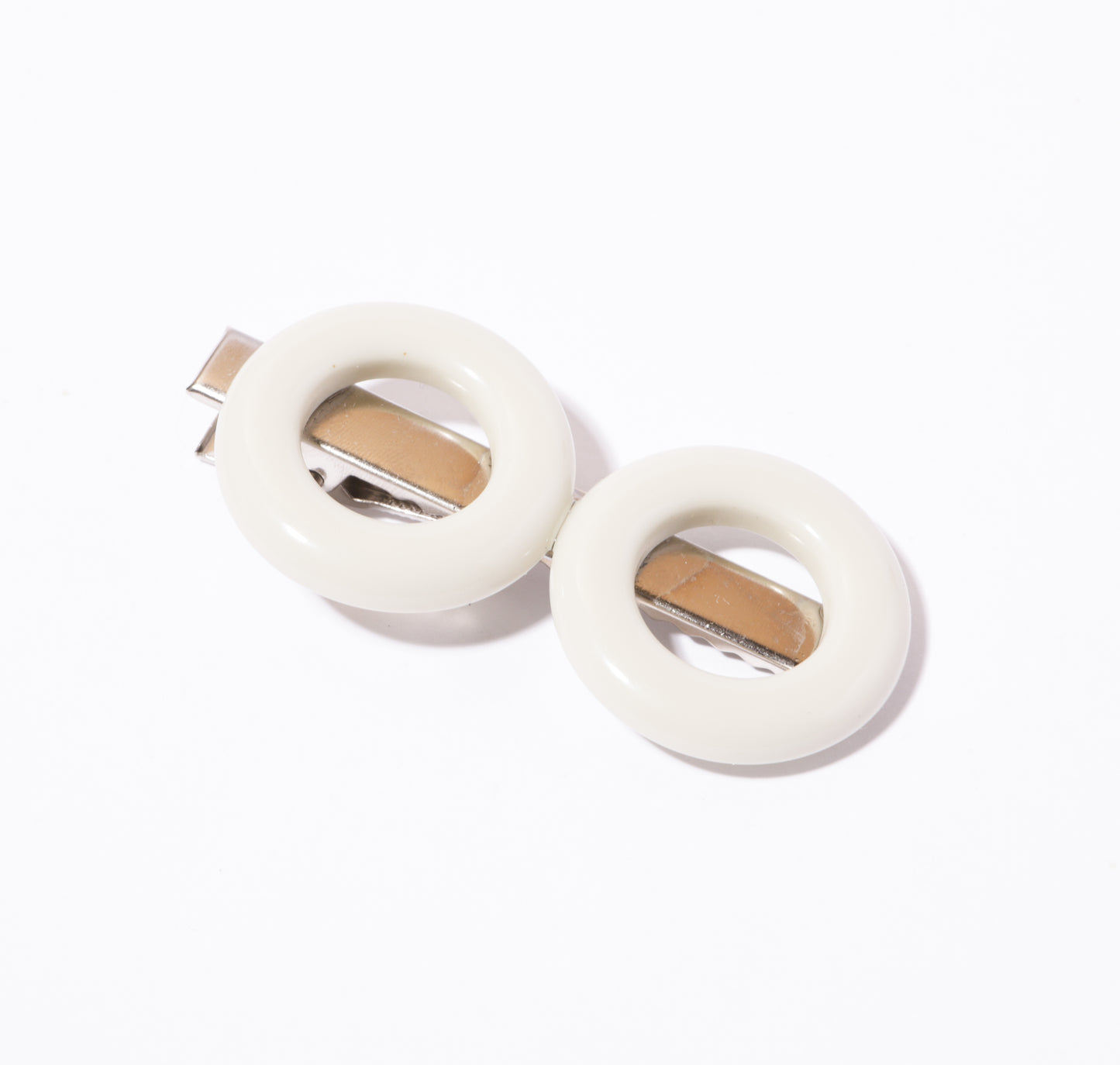 Presilha de cabelo disco branco