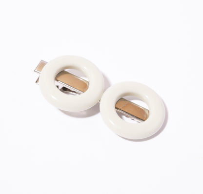 Presilha de cabelo disco branco