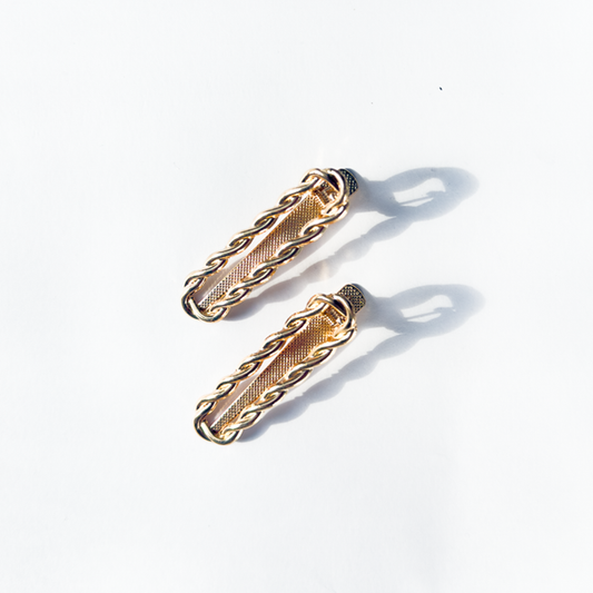 Dupla de presilha de cabelo metal dourado cordão (2 und)