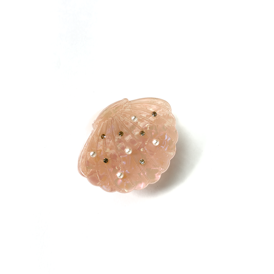 Piranha de cabelo concha rosa com strass e pérola