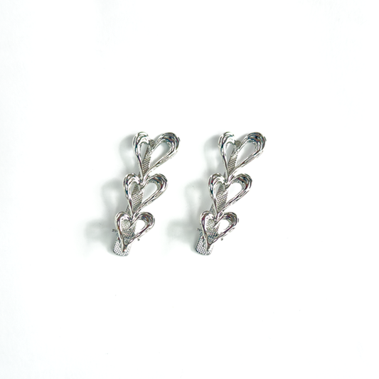 Dupla de presilha de cabelo metal prata coração (2 und)