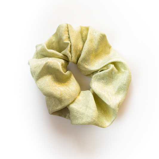 Elástico de cabelo scrunchie brilhoso verde menta