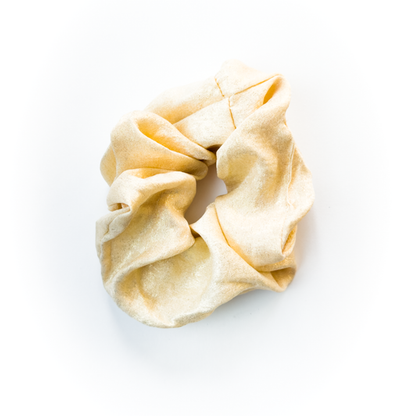 Elástico de cabelo scrunchie brilhoso bege
