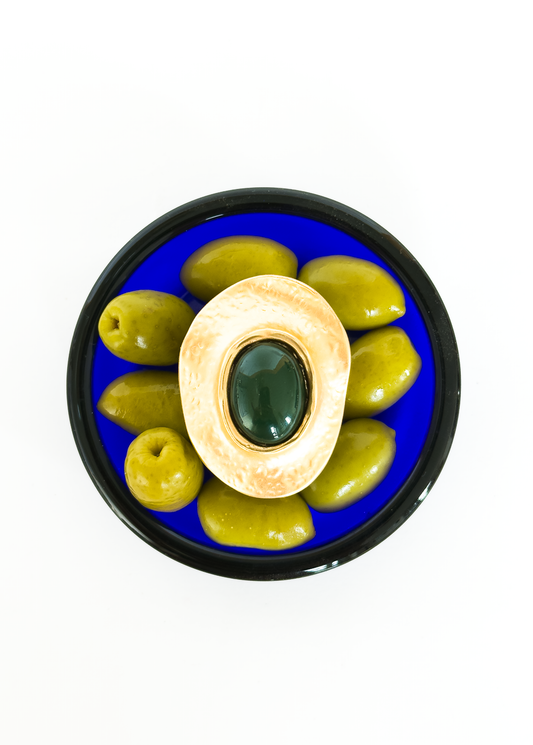 Anel Orgânico Dourado e Verde