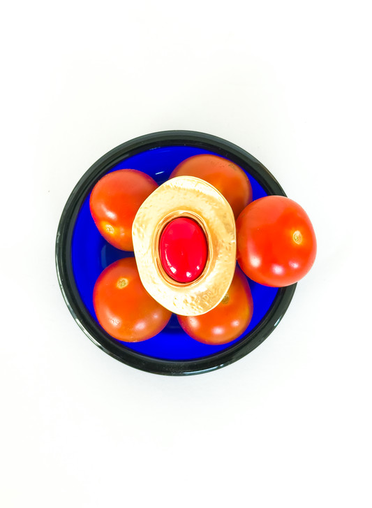 Anel Orgânico Dourado e Vermelho