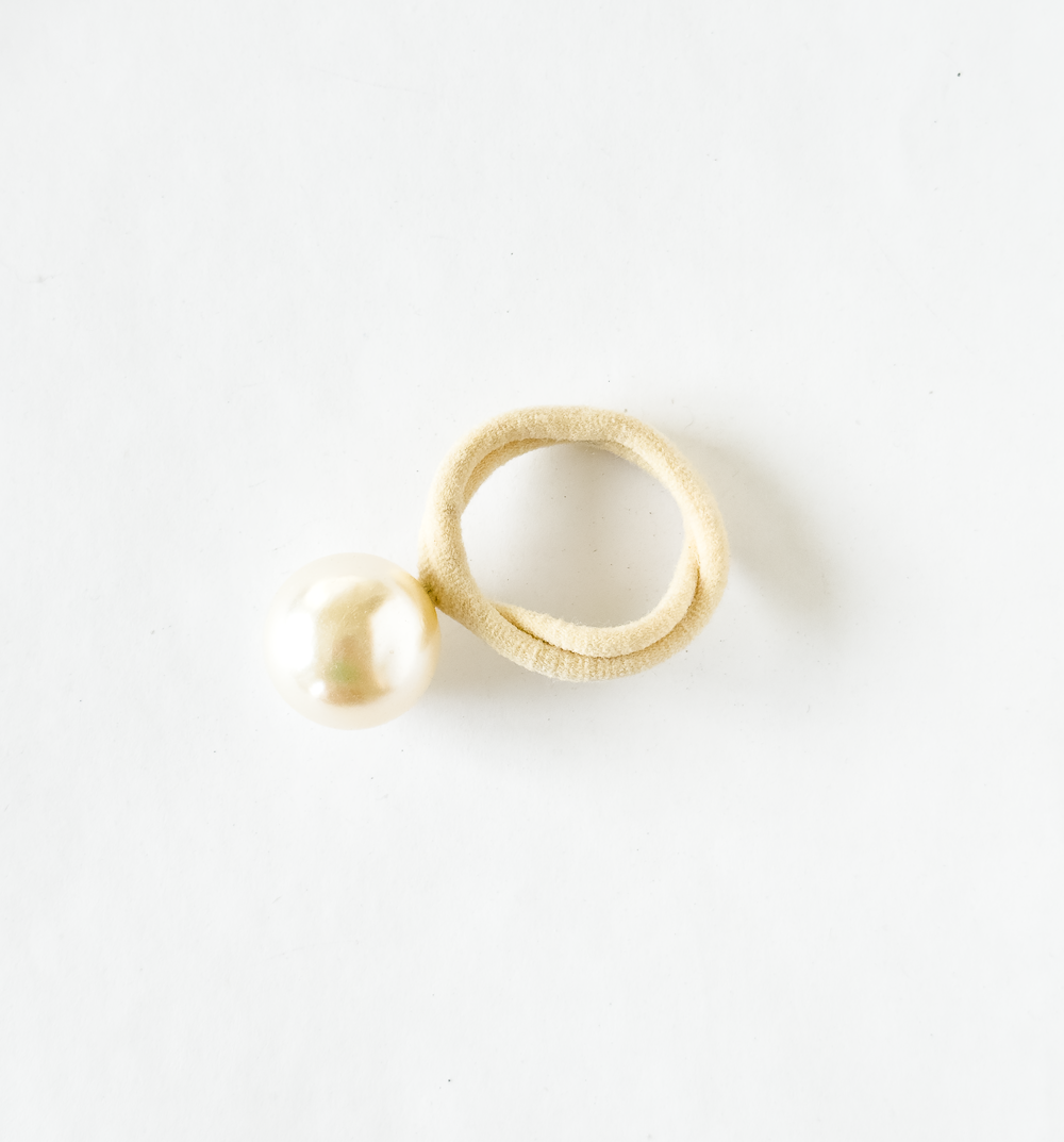 Elástico de cabelo pérola maxi creme