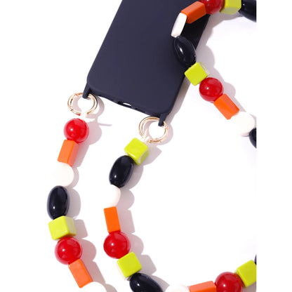 Capinha de celular azul marinho com corda de pedras