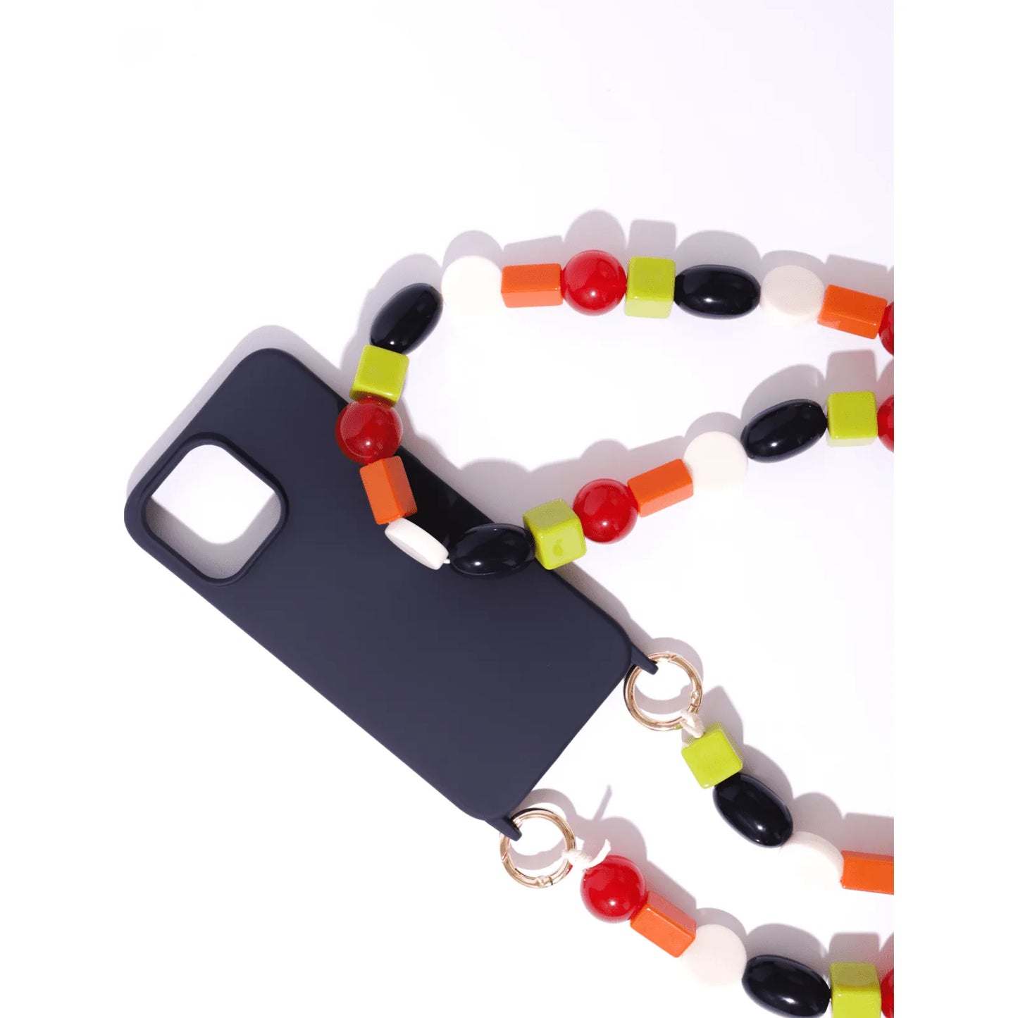 Capinha de celular azul marinho com corda de pedras