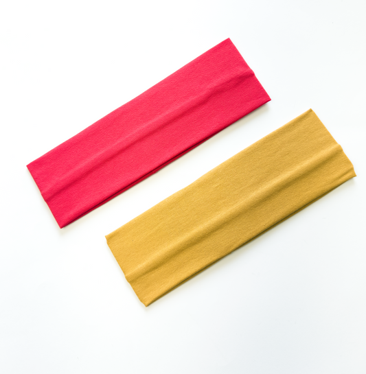 Faixa de cabelo vermelho e mostarda