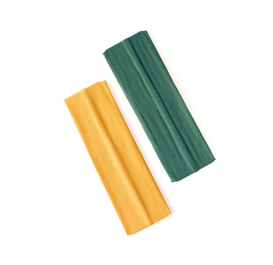 Faixa de cabelo mostarda e verde militar