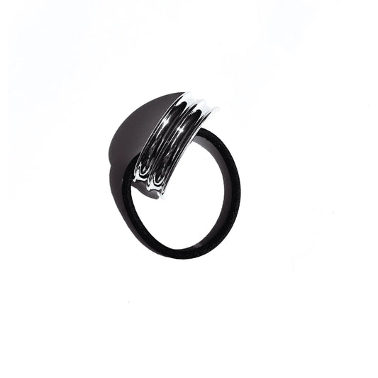 Elástico de cabelo metal texturado prata