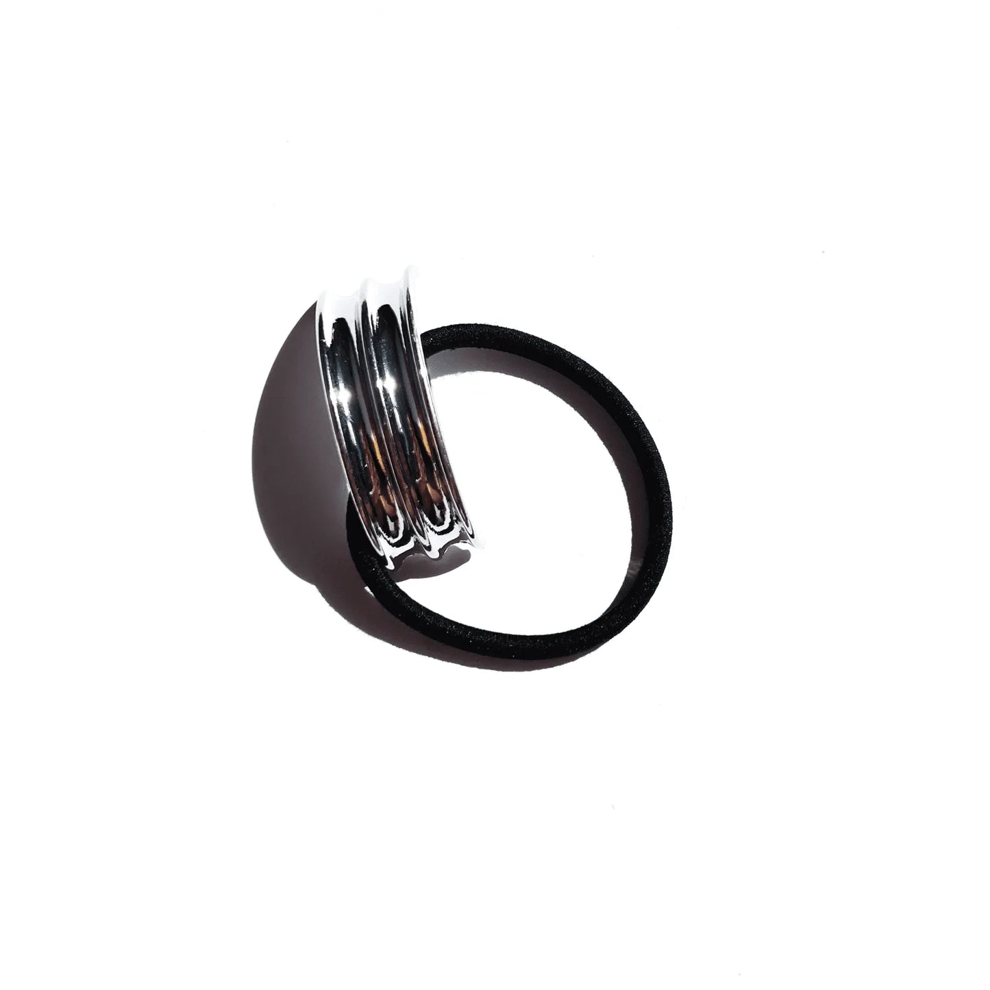 Elástico de cabelo metal texturado prata