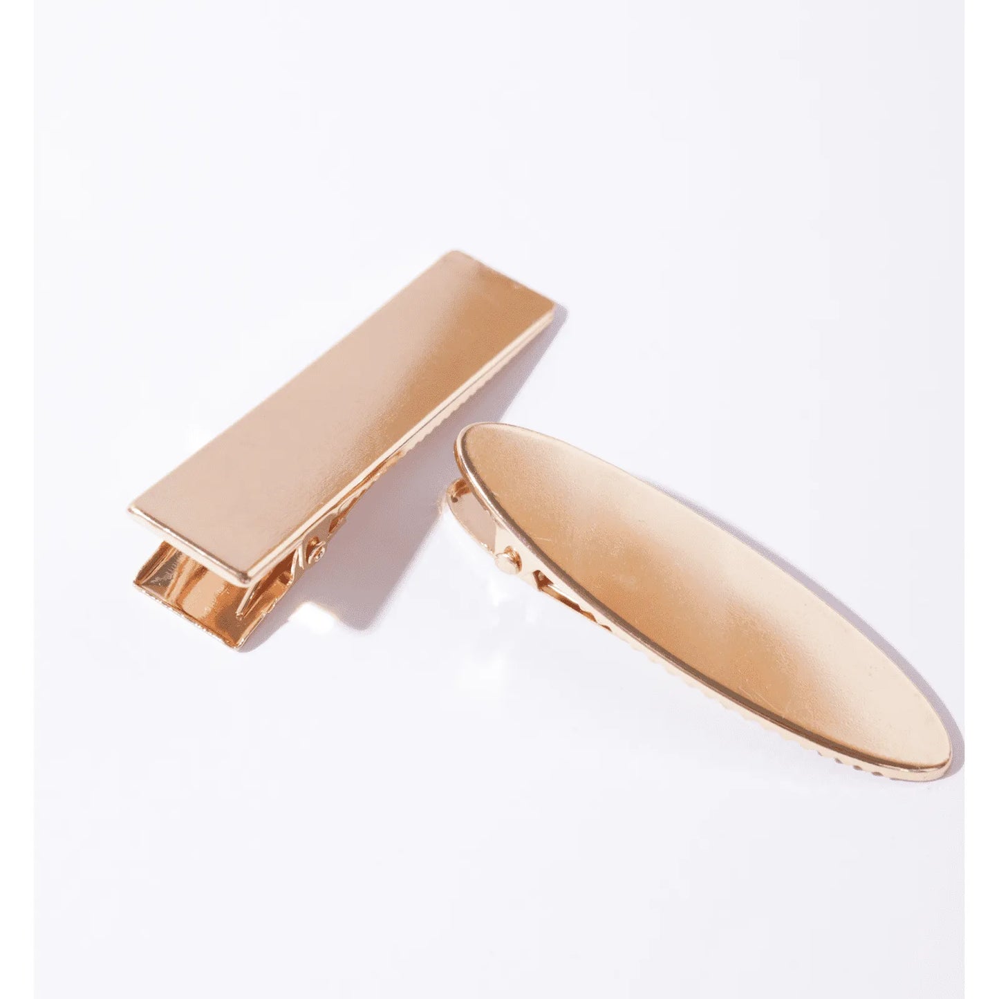 Presilha de cabelo metal dourado baguete e quadrado (2 und.)