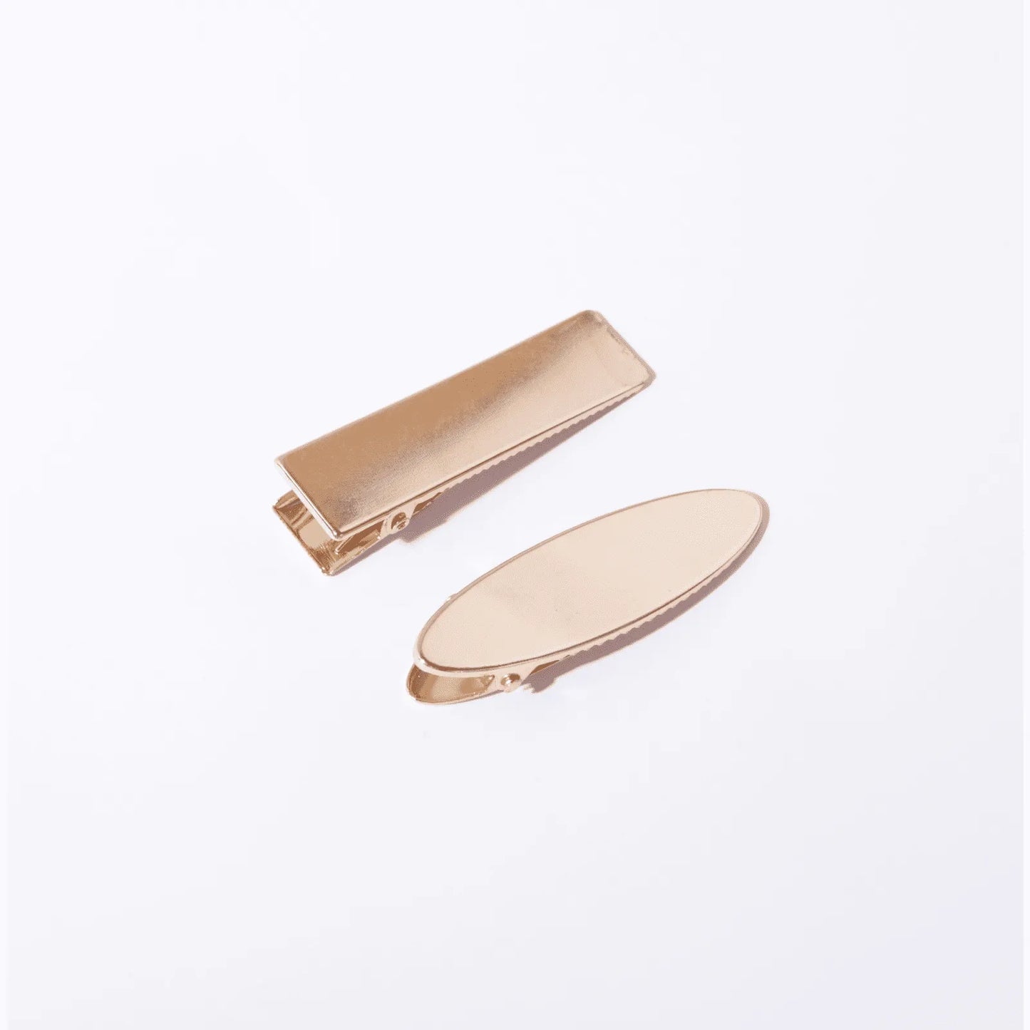 Presilha de cabelo metal dourado baguete e quadrado (2 und.)