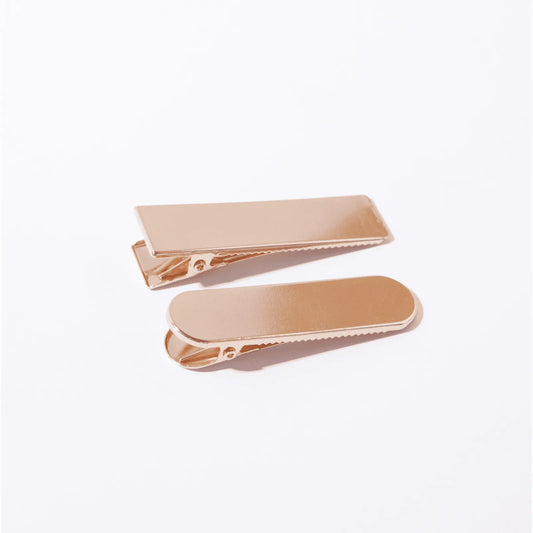 Presilha de cabelo metal dourado quadrado e redonda (2 und.)