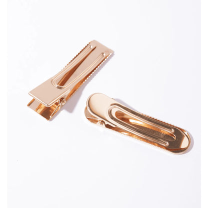 Presilha de cabelo metal dourado quadrado e redonda (2 und.)