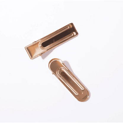 Presilha de cabelo metal dourado quadrado e redonda (2 und.)