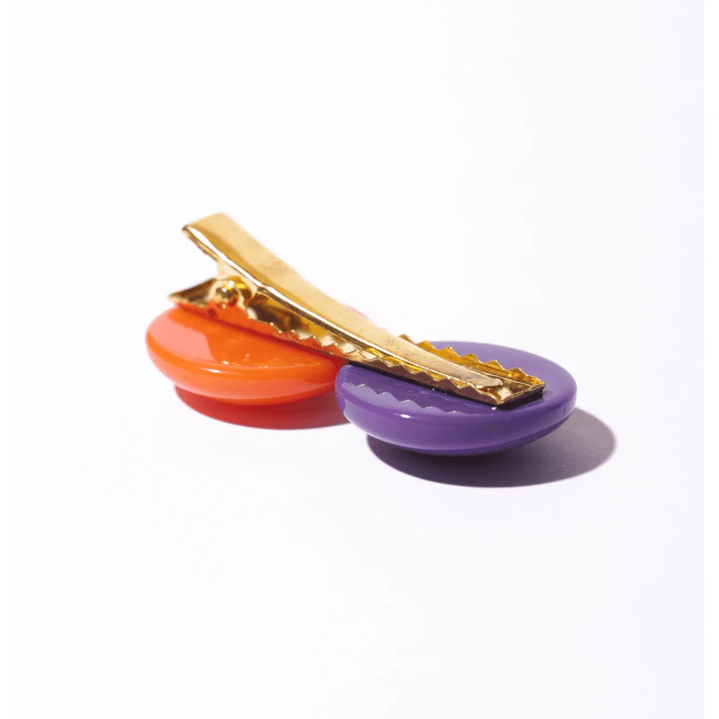 Presilha de cabelo poker roxo e laranja