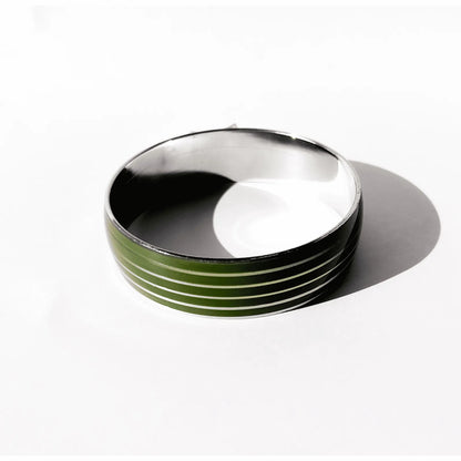 Pulseira Listras Vintage Prata e Verde