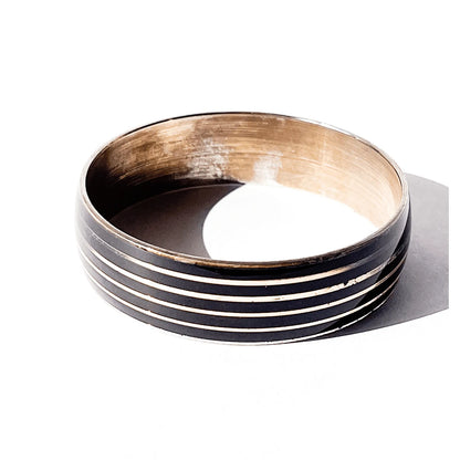 Pulseira Listras Vintage Preta e Dourada