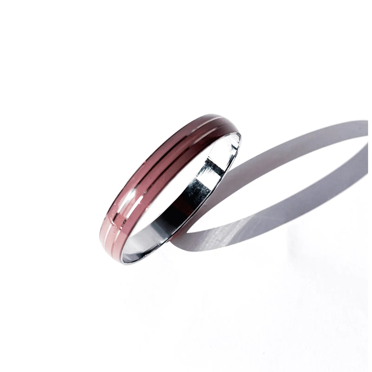 Pulseira Listras Vintage Roxo e Prata Fina