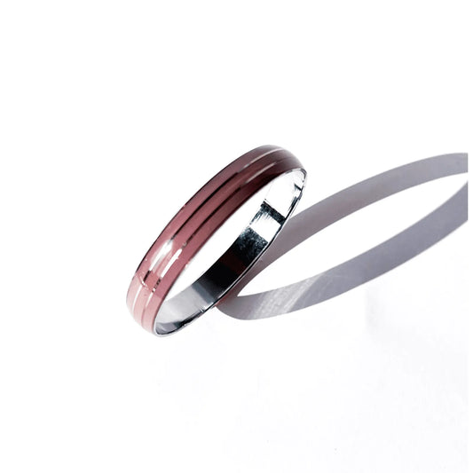 Pulseira Listras Vintage Roxo e Prata Fina